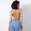 Frauen Sexy Backless Design Tops Lace Up Langarm T-shirt Damen Aushöhlen Kleidung für Sommer und Herbst