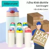 Conta de sublimação do armazém dos EUA 15 onças de 20 onças 30 oz de copo reto Glitter Glitter Kid Bottle Bottle Copo Copo de Plástico Copo Local de Armazém Local