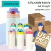 Local Warehouse 12oz Sublimation STRAIGHT Sippy Cups Glow in the dark Kids Water Bottle with flip on the top Stainless Steel Baby Bottle Feeding Nursing Bottle