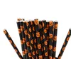 New Disposable biodegradable paper straw bar & Restaurant Halloween party decoration Ghost Jack-o-lantern 25 into the bag Pumpkin Party Event Supplies SN4797