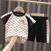 Bébé garçon ensemble coton été 2022 nouveaux vêtements de sortie pour enfants mode décontractée t-shirt + short imprimé 2 pièces pour enfants tout-petits vêtements G220509