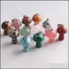 Arts And Crafts Arts Gifts Home Garden Mini Mushroom Statue Natural Crystal Stone Carving Charms Reiki Healing Gem Pendant Dh8V4