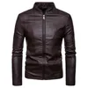 Neue Männer Leder Jacken Stehkragen Einfarbig Motorrad Pu Jacke Männlichen Slim Fit Outrunner Windjacke Biker Leder Jacke L220801