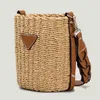 Designer Rattan Basket Sachs for Women Straw Tito Sacos de caçambas Marca Redonda Bolsa de ombro Feminino Bolsas Femininas Bolsas 2022 INS G220531