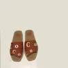 2022CH square head letter slippers spring and summer one word with flat bottom outer wear half drag beach casual sandals sizes us 10/11/12 bigger size 40/41/42/43