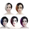 Short Black Wigs for Women Ombre Grey Hair Female Heat Resistant Fiber Synthetic Cosplay Wig with Dark Roots 220622