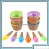 Ice Cream Ferramentas de sorvete Cozinha Barra de jantar Home Garden Kids Bowls Copo Casais Tigela Presentes de sobremesa Solter com colher melhor Childre