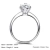 Verstelbare opening Zes klauw ronde vorm massief groot Oostenrijks kristal 2Ct verkoperd platina dames zirkoon vrouwelijke vingerring Wedd3914124