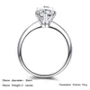 Justerbar öppning Six Claw Round Form Solid Big Austrial Crystal 2CT Copper Plated Platinum Women Zircon Finger Ring Wedd4986149