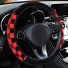 Pokrywa kierownicy Czarna biała kratka Plush Elastyczny samochód bez wewnętrznego pierścienia akcesoria uniwersalsteering