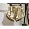 Casual Shorts Woman 6 Färger S-XL Size Women Velvet Drawstring Kort Hög midja Löst bomullsdelad sida Sexig Skinny W220326