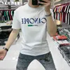 T-Shirt Erkekler Yaz 2022 Yeni Moda Erkek Baskılı Mektuplar Yarım Kollu İnce O-Neck İnce Artı Boyut 7xl Nedensel Man Tees Giyim Y220630