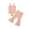0-3Y Summer Toddler Baby Girl sets vêtements Coton solide 2pcs Bodys de sangle sans manches neuves mignonnes J220711