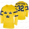 MitNess Team Sweden 2022 Winter Hockey Jersey Max Friberg Marcus Kruger Dennis Everberg Pontus Holmberg Lucas Wallmark Lars Johansson Linus