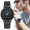 Quartz Watch without Numeral for Men 2022 Casual Simple Stainless Steel Mesh Strap Wristwatch Homme Drop Ship