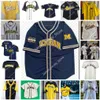 Maillot de baseball personnalisé Ed Michigan Woerines College 37 Chase Allen Connor O'halloran Angelo Smith Christian Blakely Jacob Denner Noah