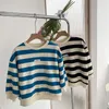 Hoodies & Sweatshirts Spring fashion Girls cotton striped sweatshirts Kids loose 220823
