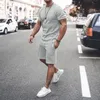 Männer Trainingsanzüge Ankunft Kurzarm Blank Sommer 2 Stück Casual Set Männer Kurze SetHerren