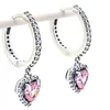 Sparkling Halo Heart Hoop Earrings Earring jewelry 925 sterling Silver Women pandora earring with logo ale Gift 291445C01