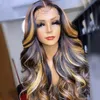 Baby Hair Greatremy Peruvian Lace Wigs Wig Body Wave Highlight 1B/427 Ombre Color 360 HD Transparent Front Human Hair 180 Density Brazilian Remyseamless natural