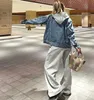 남성 데님 재킷 디자이너 후드 레드 재킷 남성 여성 느슨한 캐주얼 코트 편지 인쇄 패션 스타일리스트 겉옷