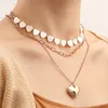 Vintage Shell Love Heart Chain Necklace for Women Wedding Bridal Aesthetic Necklace Jewelry Valentines Day Gift