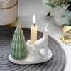 Candle Holders Nordic Style Christmas Decoration Ceramic Long Pole Holder Desktop Home Ornaments Handicraft