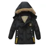 Enfant en bas âge hiver garçons veste doublure plus polaire chaud col de fourrure capuche lourde longue veste pour enfants enfants coupe-vent vêtements d'extérieur J220718