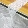 10st White Chair Sashes Modern Lace Bow Tie Band för Wedding Table Runner Decoration Party Banket Supplies 18x275cm 220514