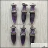 Pendant Necklaces Pendants Jewelry Natural Amethysts Stone Wishing Bottle Cone Reiki Pendum F Dhnku