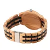 Montres-bracelets Mode Naturel En Bois Quartz Montre Mâle Bois D'olivier Ébène Cinq Perles Demi Creux Cadeaux Pour Homme Avec BoîteMontres-bracelets