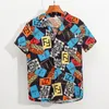 Men's Casual Shirts Harajuku Vintage Mens Japanese Fashion Hawaii Short Sleeve Tops Streetwear Button Up Clothing Holiday Clothes