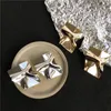 Orecchini rugosi oversize color oro argento per le donne Dichiarazione di gioielli minimalista moderno in ottoneStud Farl22