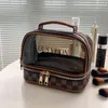 Borsa per il lavaggio trasparente a doppio strato Borsa cosmetica impermeabile portatile di grande capacità da donna Nuovo contenitore portatile asciutto e bagnato Ba223k