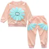 Primavera outono crianças meninas roupas de bebê conjunto flor manga longa camisola tops + calças 2 pcs ternos roupas roupas infantis roupas