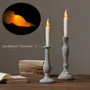 12/24Pcs LED Flameless Taper Candles 6.5" Tall Tapered Candle Battery Operated Warm White Flickering Flame Handheld Candlesticks 220510