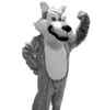 Lobo Cinzento Mascote Trajes Da Mascote Dos Desenhos Animados Do Dia Das Bruxas Tamanho Adulto Lobo De Pelúcia Longo Aniaml Fancy Party Dress vestido de fantasia venda direta da fábrica