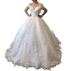 2022 Gorgeous Lace Ball Gown Wedding Dresses Off The Shoulder Appliqued Plus Size Ivory Bridal Gowns Court Train Robe De Mariage Custom Made