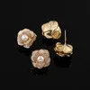 Stud Trendy Vintage Freshwater Pearl Earrings Light Luxury Small Fragrance Camellia Feminine Elegant Ear JewelryStud