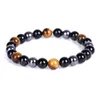 Perles noires naturelles hématite oeil de tigre perlé Protection Bracelets de santé pour femmes hommes énergie élastique poignet bijoux