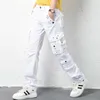 Kvinnor Pants Women's Capris #0919Spring Autumn Cargo Women White Casual Joggers Streetwear Plus Size Lose Multi-Pockets raka