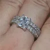 Clusterringen Handgemaakte 10KT WIT GOUD SUBLE DIAMAND LADY'S VINTAGE ACCESSOIRES Wedding Finger Set voor dames JewelryCluster Rita22