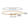 Gold Silver Elastic Belt for Women Flower Leaf Ladies Midjeklänningar Stretch Skinny Metal Female Elastische Riem 220712