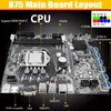 Płyty główne B75 ETH MOTEBLE MATERBOOT LGA1155 12 PCIE do USB z CPU G540 CPU+DDR3 4GB 1600 MHz RAM dla karty graficznej BTC