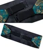 Belts Teal Paisley Men's Tuxedo Cummerbund Silk Bow Tie Set Man Wedding Dress Waist Elastic Waistband For Men Wide Belt DiBanGuBelts