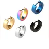 Punk Women Men Small Huggie Ear Cuff Earrings Gold Color Black Blue Stainless Steel Unique Small Round Smooth Circle Hoop Earrings Jewelry