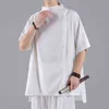 2022 MEN Summer Cotton Linen T Shirt ذكر النمط الصيني الأكمام القصير القميص تي شيرت قمم تشي شيرت قمم بالإضافة إلى حجم M-5XL L220706