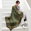 110 110cm marque de luxe foulard en soie femmes carré imprimé Shalw Wrap Hijab foulards femme Bandana Satin tête plage paréo étoles