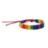 Rainbow LGBT Pride Charm Bracelet Pulsera de cuerda trenzada hecha a mano para Gay Lesbian LGBTQ Wristband Jewelry