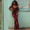 Sexy Women Boho Floral Holiday Long Maxi Dress Summer Evening Party Mesh Sundress Vacation Spaghetti Strap A-line Dresses Robes 220507